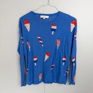 LOFT Bomb Pop Popsicle Print Patriotic Lightweight Sweater Style 584841